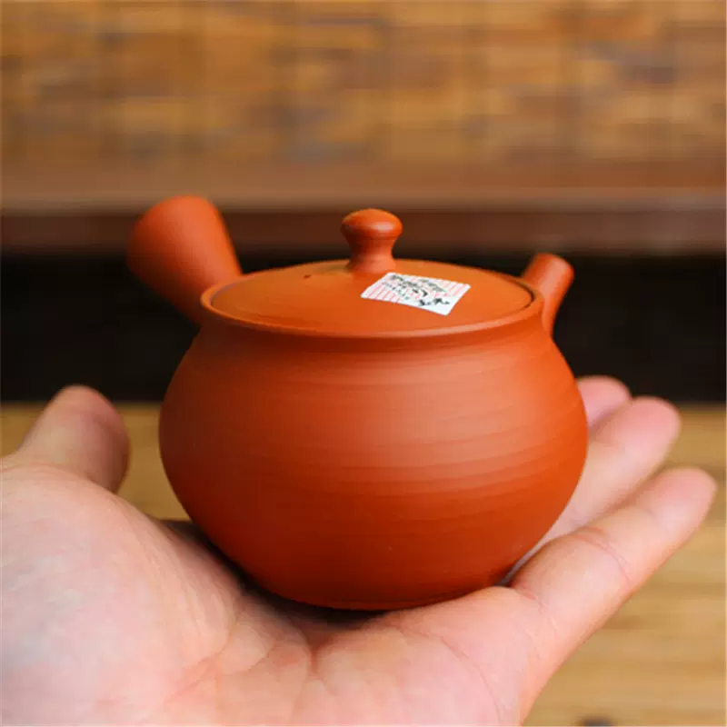 KK16-3732[NAK] 常滑焼 玲光窯 鯉江廣 朱泥 花彫刻 茶