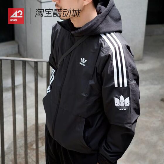 
42 Sportsman Adidas Clover Spring and Autumn Three Stripes Jacket Men's and Women's Stand Collar Windproof Jacket JM2716