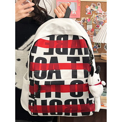Korean-Style High-Looking, Stain-Resistant School Bag, Large-Capacity Backpack for Men, Junior High School, High School, and College, Letter-Printed Computer Backpack for Women
