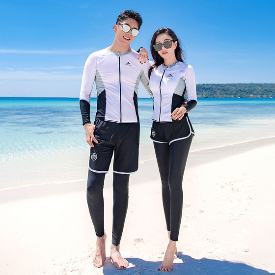 Wetsuit women's long-sleeved two-piece couple's trousers sun protection quick dry dry surfing swimsuit suit snorkeling suit water
