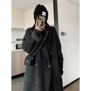 
2025 new winter gray coat for women mid-length thickened Korean high-end wool coat trendy
