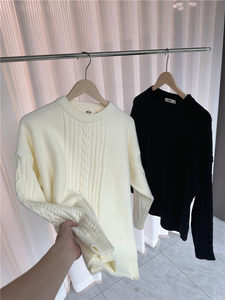 Lazy high -level sense! Coarse sticky twist! Autumn and winter men's foreign trade leisure inner round collar knit sweater