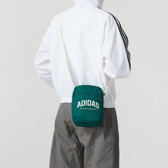 
Adidas shoulder bag for men and women's spring new storage bag green mobile phone key American couple's crossbody bag