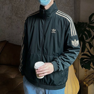 
Adidas clover jacket men's spring new retro green American baseball uniform stand collar jacket