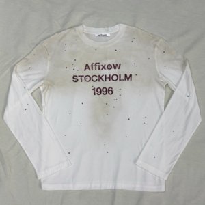 
affixow New Year limited edition 1996 hot diamond bottoming long-sleeved men's and women's T-shirt couples style trendy linen 85% cotton 15%