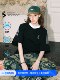 BEETLE TOWN rag-striped striped V-neck short-sleeved T-shirt for women's summer bear series Solona cool top