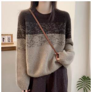 
Autumn and winter small person new round neck internet celebrity women loose thickened fashionable cashmere knitted sweater base shirt trendy