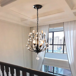 American Retro Crystal Chandelier, Creative Dining Room Lighting, Bedroom, Study, Balcony, Entrance, Cloakroom, Staircase Light