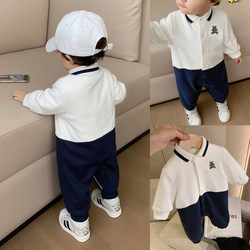 Baby and Children's Clothing, Fleece-Lined Jumpsuit, Boys' Romper, Baby Crawling Suit, Girls' One-Piece Outfit, One-Year-Old, New College Style Winter Clothing