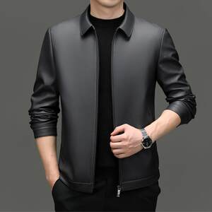 
Brand Haifan Ningzhen 8116-BB outer leather jacket sheepskin middle-aged dad collar leather jacket men's set