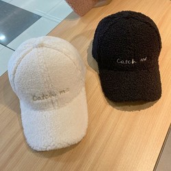 Hong Kong Purchasing Hat Women's Autumn And Winter Lamb Velvet Baseball Cap Thickened Fashion Warm Letter Plush Casual Duck Cap