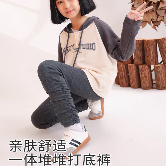 
Girls' leggings, thin velvet pile socks, children's spring and autumn outer wear black trousers, autumn girls' fashionable pants
