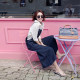 Chunshiman 2018 Spring and Autumn New Style Shirt Women's Mid-Length Loose Large Size White Stand Collar Seven-Cross Sleeve Base Shirt Trendy