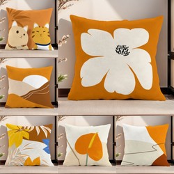 Nordic Light Luxury Line Pillow, Simple Orange Pillowcase, Living Room Sofa Cushion, Car Cushion, Office Nap Pillow
