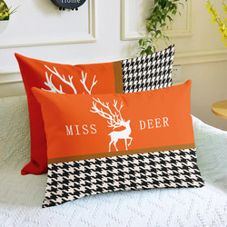 Orange Nordic Houndstooth Pattern Simple Throw Pillow for Office, Living Room, Sofa Backrest ins American Geometric Cushion