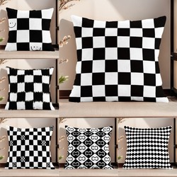 Nordic Black and White Geometric Pillow ins Modern Minimalist Pillowcase Plaid Stripe Cushion Living Room Sofa Headboard Pillow
