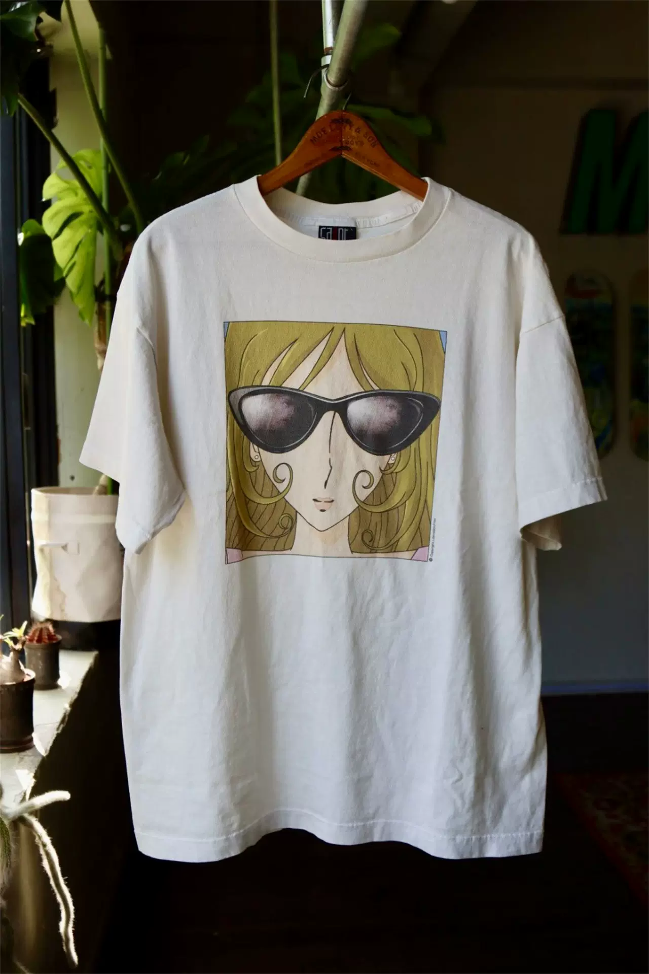 SAINT MICHAEL 23SS SUNGLASS SS TEE Vintage 眼镜 洗水做旧短袖-Taobao