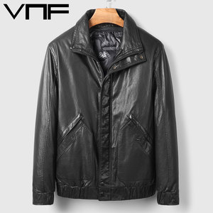 
Haining genuine leather jacket for men 2025 autumn and winter new first-layer cowhide stand-up lapel casual leather jacket, warm and thick