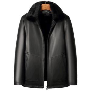 
New winter mink inner liner integrated fur for men, middle-aged and elderly men's first layer sheepskin leather leather jacket, father's coat thick