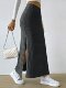 Ahagaga European and American style street temperament versatile skirt daily high waist slit mid-length hip-cover skirt