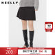 NEELLY Nali Shopping Mall same spring style versatile pleated skirt short skirt for women black simple commuting slim A-line skirt