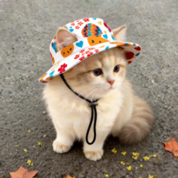 Pet Cat Sun Protection Fisherman Hat Summer Sun Hat Devon Ragdoll Cute Accessories Dog Sun Hat Adjustable