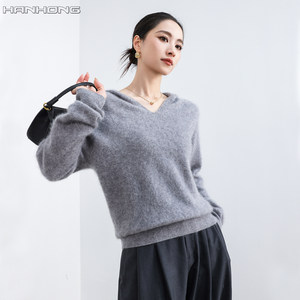 
Cashmere cardigan seamless knitted hoodie 2025 autumn and winter cashmere versatile women's hooded simple cardigan sweater