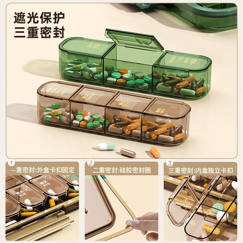 日本药盒便携式分装盒分药盒一周七天一日三餐食品级医用型老年人-淘宝网