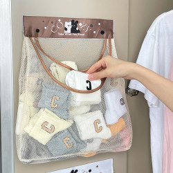 Sock Storage Bag with Hanging Velcro for Home Use, Behind the Door, Dormitory Organization, Wardrobe Organizer, Underwear Hanging Wall Net Bag