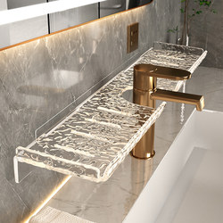Luxury Acrylic Washbasin Storage Rack for Bathroom, Skincare, Cosmetics, and Faucet Organization