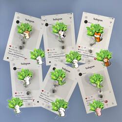 Twelve Zodiac Green Leaf Retractable Badge Holder Cute Cartoon Nurse Badge Holder Stretchable Work Id Card Holder