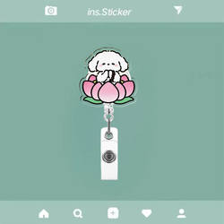 Line Art Puppy Retractable Badge Holder with Clip, Lanyard for Student Id, Doctor, Nurse, Work Id