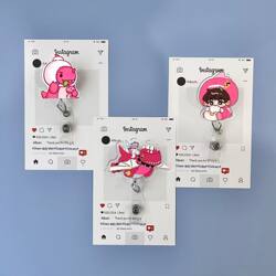 Wang Sulong Cartoon Retractable Cute Student Badge Holder Card Clip Work Badge Doctor Nurse Lanyard Id Card