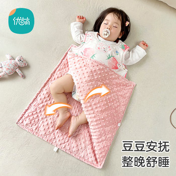 Baby vest sleeping bag beanie velvet comfort autumn and winter baby sleeveless newborn belly protection air-conditioned room sleeping anti-kicking quilt