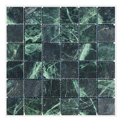 Dark Green Large Floral Green Marble Ceramic Mosaic Tiles Natural Stone Fish Pond Special Tiles for Landscape Water Features