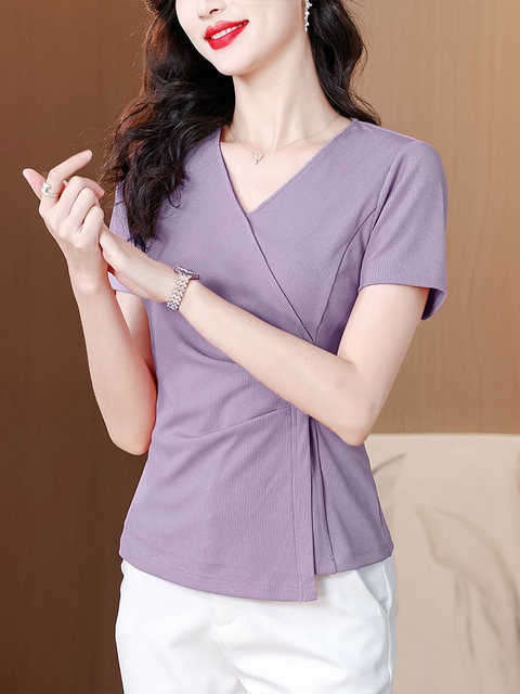 Wavlynn Ice Silk Knit Top With Square Neck Yellow Short Sleeve For Women Summer