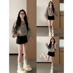 Black Woolen Short Skirt for Women, 2026 Spring and Autumn New Style, High-Waisted Slimming A-Line Skirt, Tight-Fitting Sexy Bodycon Skirt