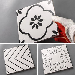 Nordic Minimalist Non-Slip Trendy Small Floral Tiles 200*200 Black and White Kitchen Balcony Wall Tiles Restaurant Striped Floral Tiles