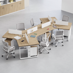 Special-Shaped Office Desk and Chair Combination 6-Person Office Desk Creative Employee Desk Simple Modern Staff Office Desk Workstation