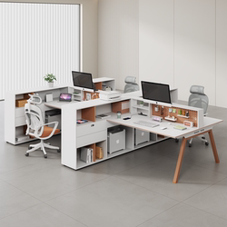 Financial Office Desk Staff Workstation Double-Sided for 4, 6, or 8 People Staff Desk and Chair Set with Partition Cubicles