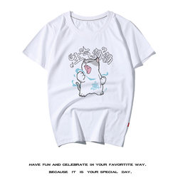 Japanese travel spoof pet cat T-shirt summer hip-hop men's trendy tops vibrant cat T-shirt short-sleeved T-shirt