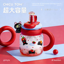 Summer Water Cup, Large Capacity Tritan Plastic Straw Cup, High-Value Big Belly Cup for Girls, Office Ton Bucket Cup