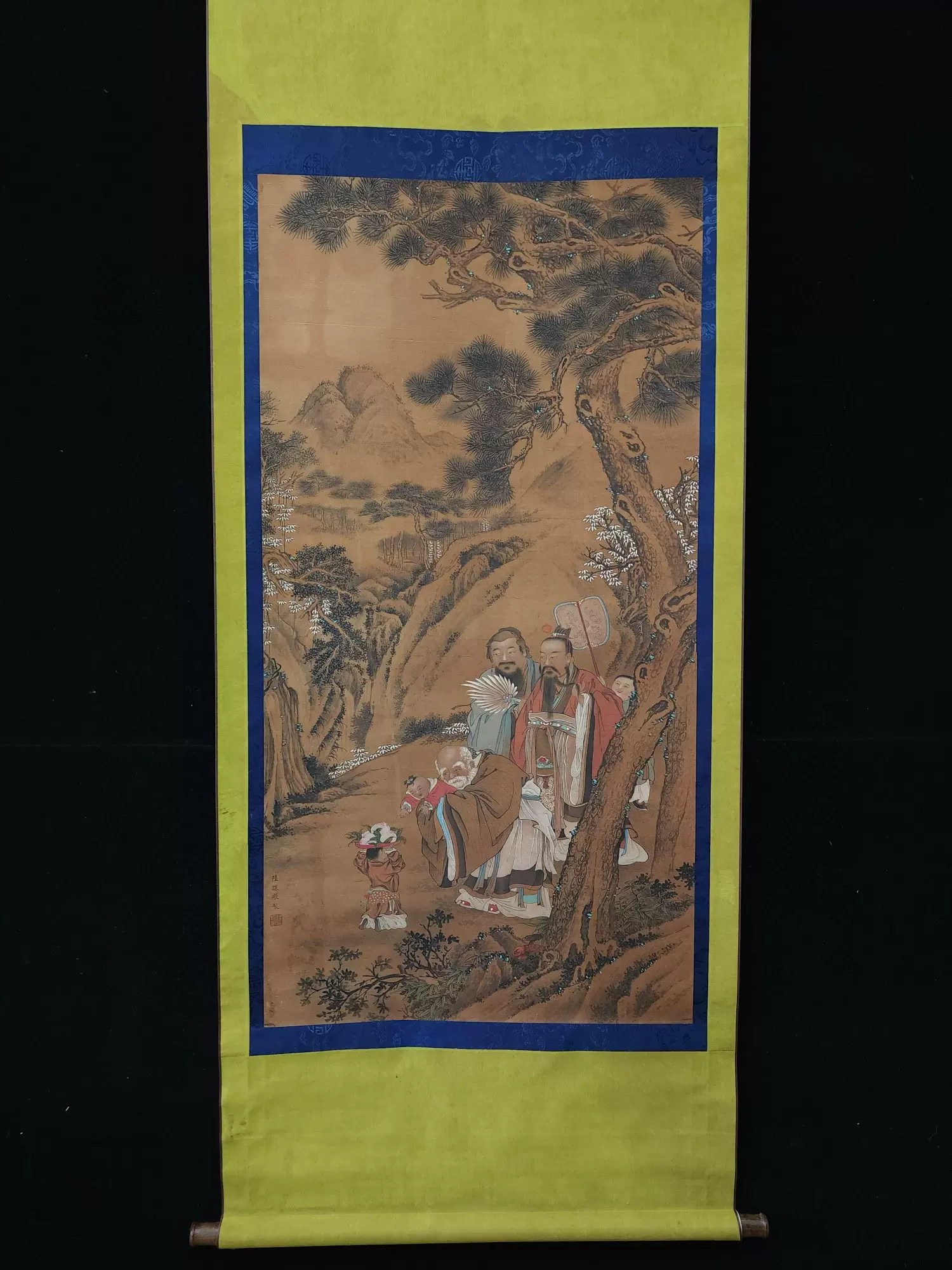 南北朝陆探微精品绢本人物画古玩古董收藏老货字画艺术品