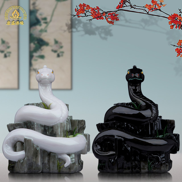 White Snake King Black Python Han White Marble Zodiac Snake Wealth ...