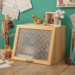 Zakka Solid Wood Desktop Storage Box Tea Set Flip-Top Glass Cosmetics Perfume Wooden Dust-Proof Display Cabinet High-End