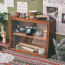 Desktop Mug Storage Box Glass Cabinet Blind Box Storage Figurine Display Cabinet Perfume Cosmetics Wooden Vintage