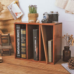 Solid Wood Desktop Bookshelf, Vintage Wooden Office Stationery, Handbook, Seal, Student and Kidsren's Divided Bookcase