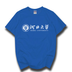 Hbu Hebei University School Uniform T-Shirt Pure Cotton Short-Sleeved Student Graduation Gift Summer Plus Size Couple Class Uniform