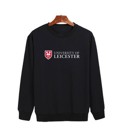 University of Leicester, Uk, School Uniform Sweatshirt, Unisex Pullover, Crew Neck, Autumn and Winter, Fleece-Lined, Thickened, British-Style College Uniform