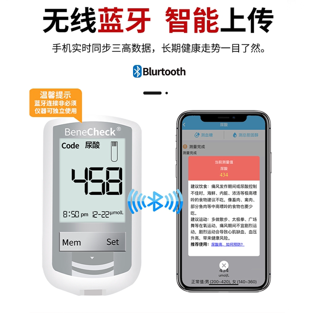 Baijie uric acid detector home blood glucose test instrument blood lipid cholesterol test instrument test testing uric acid instruments
